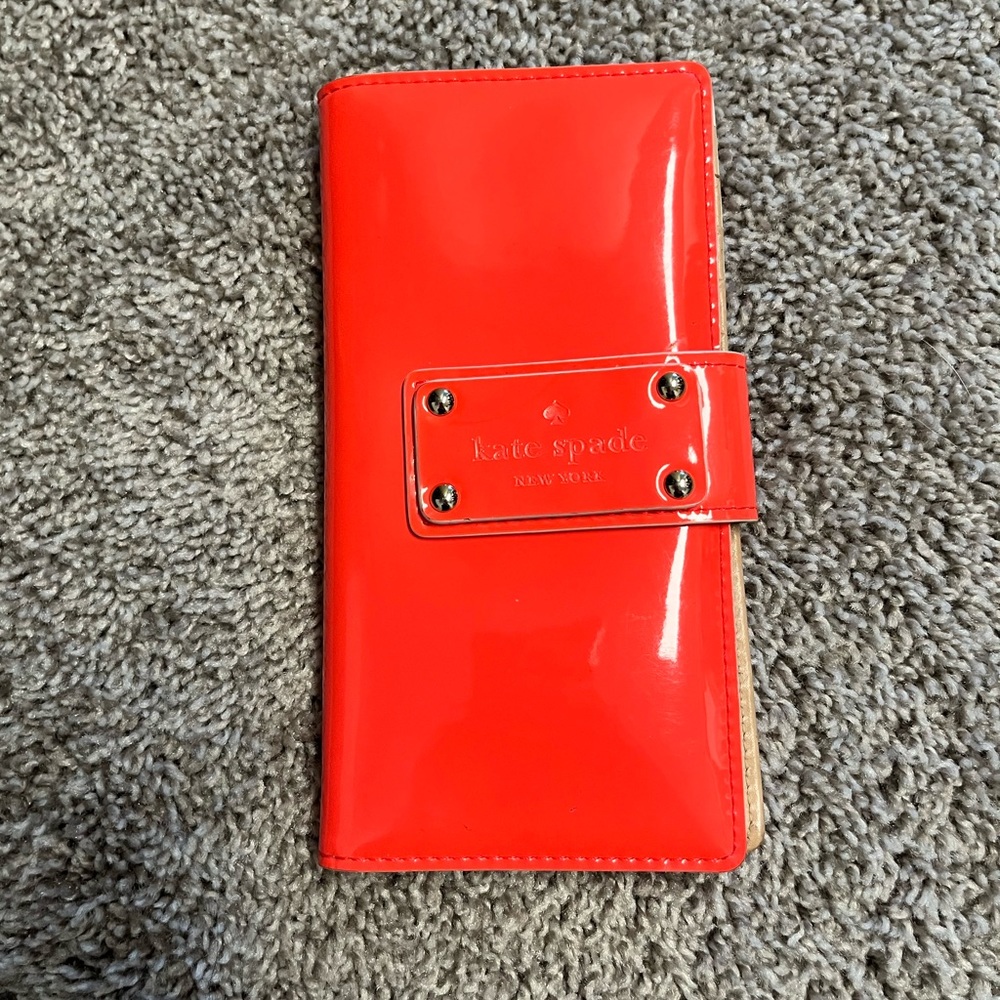 Kate Spade neon orange leather wallet